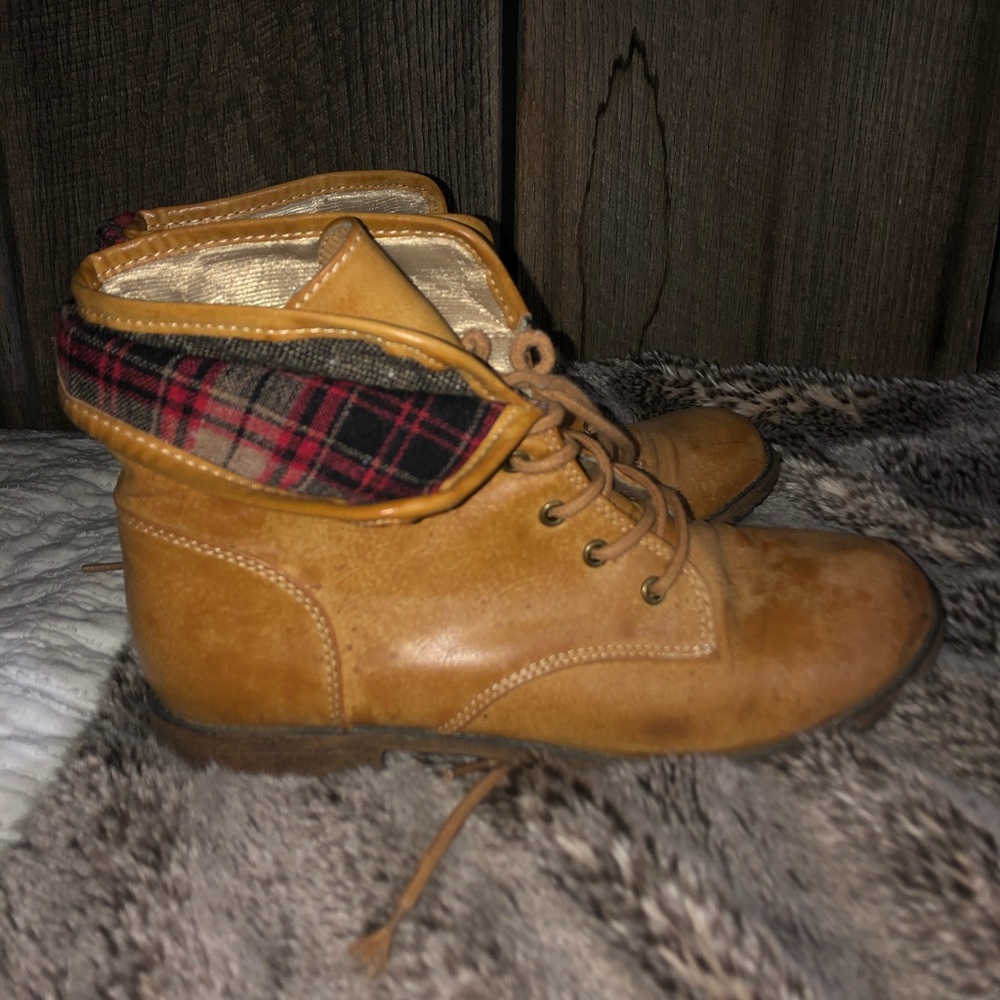 Mustard Ankle Tie Boots